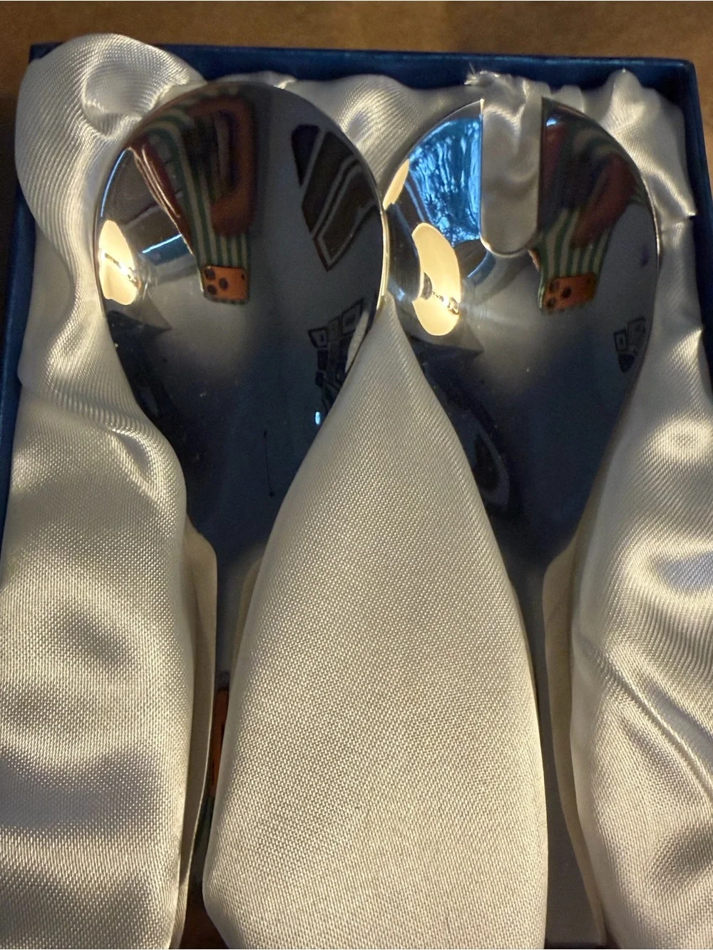 Blue Salad Server Set Stainless Steel Serving Utensils NIB